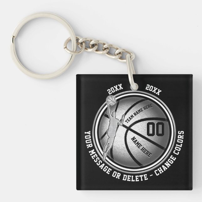Personalized Basketball Gifts for Boys YOUR COLORS Keychain (Front)