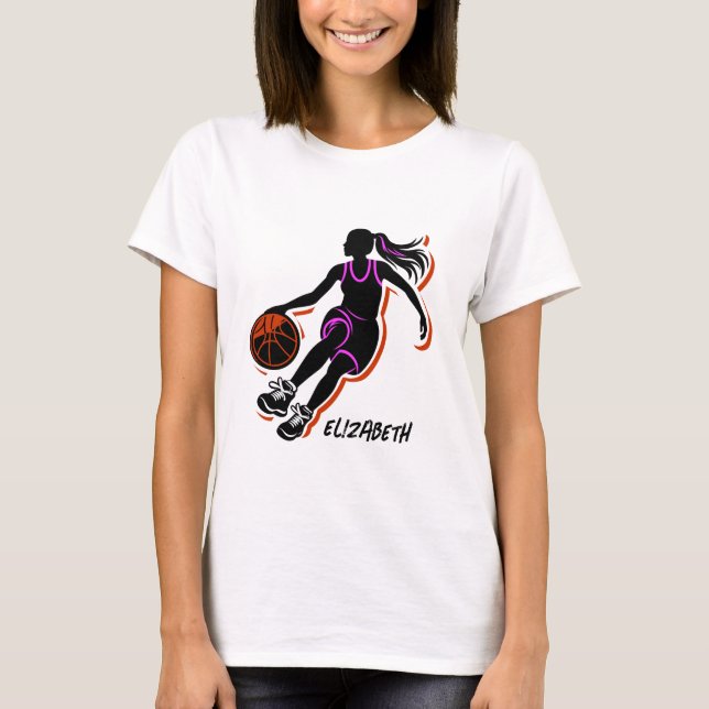 Personalized Basketball Girl T-Shirt (Front)