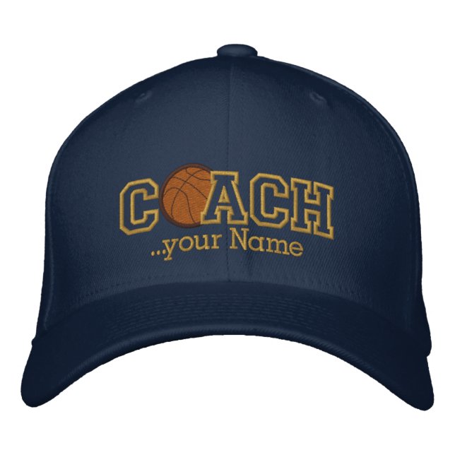 Personalized Basketball Golden Coach for your name Embroidered Hat (Front)