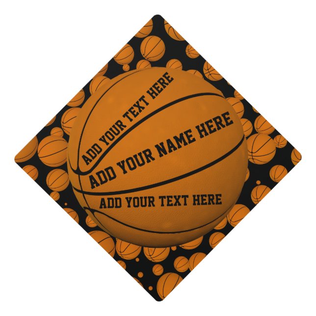 Personalized Basketball Graduation Cap Topper (Front)