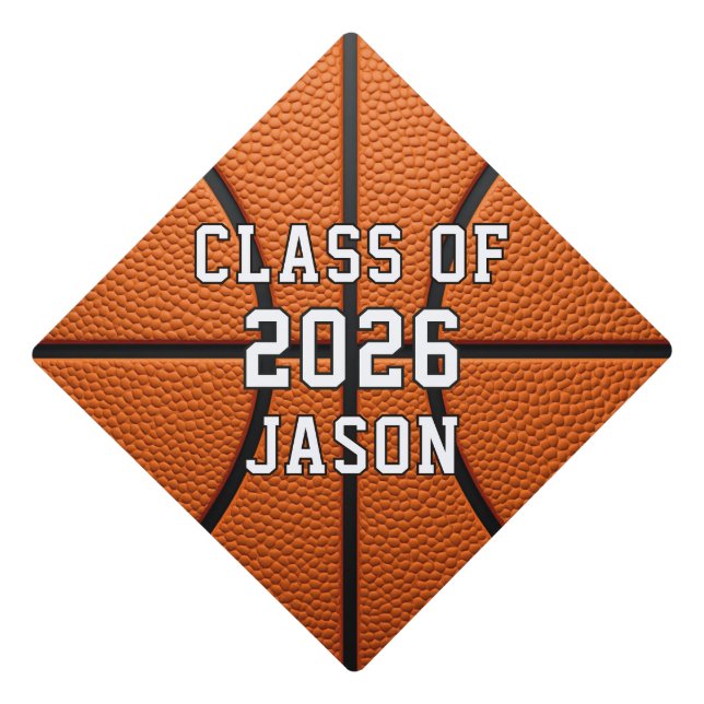 Personalized Basketball Graduation Cap Topper  (Front)