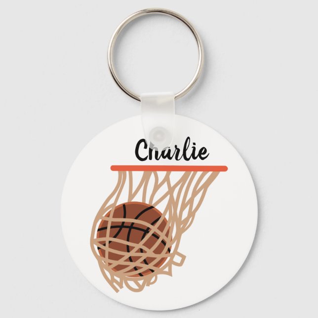 Personalized Basketball in Net Keychain (Front)