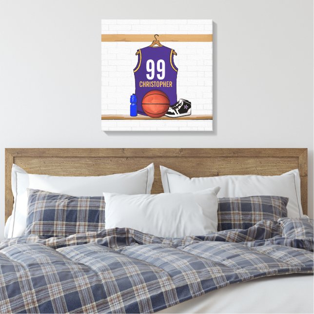 Personalized Basketball Jersey (PG) Canvas Print (Insitu(Bedroom))