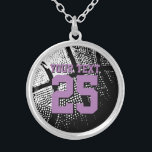 Personalized basketball jewellery with jersey numb<br><div class="desc">Custom silver basketball necklace with jersey number. Personalized jewellery for basketball coach, player and fan. Personalizable with team name, quote, slogan, monogram and jersey number. Cute sports birthday gift idea for basketball girls. Make one for female coach, teammates, mom, wife, teen sister, sporty girlfriend, kids etc. Black and white ball...</div>