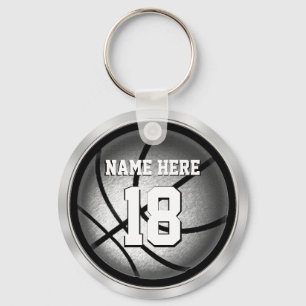 Personalized Basketball Keychains Black and Silver