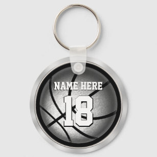 Personalized Basketball Keychains Black and Silver