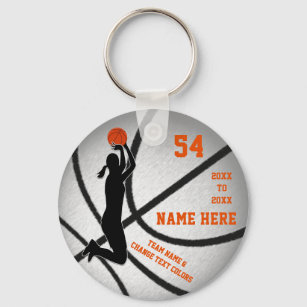 Personalized Basketball Keychains with Orange Text