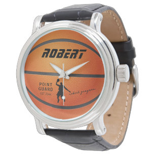 Personalized Basketball Men's Leather Vintage Watch