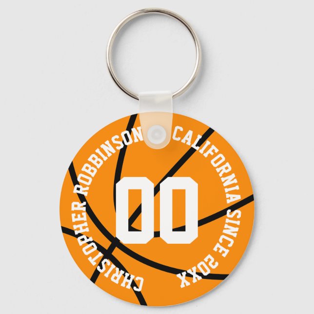 Personalized Basketball Modern  Keychain (Front)