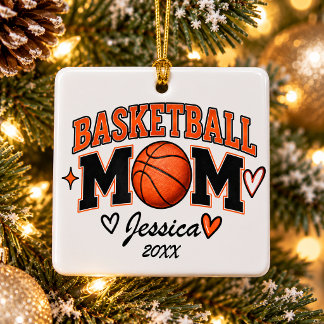 Personalized Basketball Mom Custom Name Christmas  Ceramic Ornament