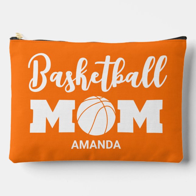 Personalized Basketball Mom Name Accessory Pouch (Front)