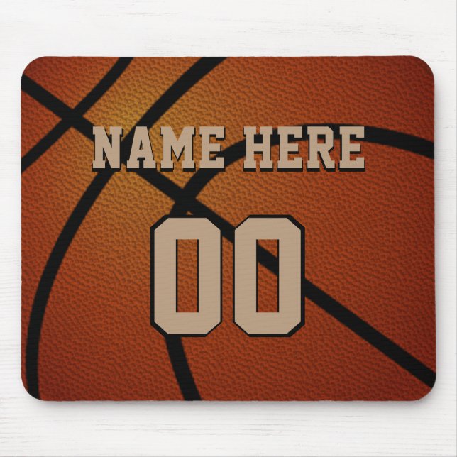 Personalized Basketball Mouse Pad, Name, Number Mouse Pad (Front)