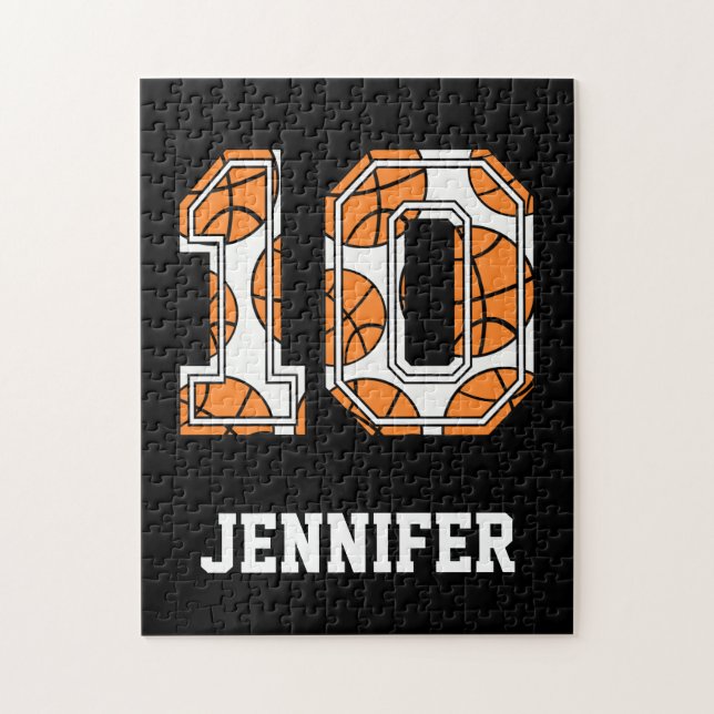 Personalized Basketball Number 10 Jigsaw Puzzle (Vertical)