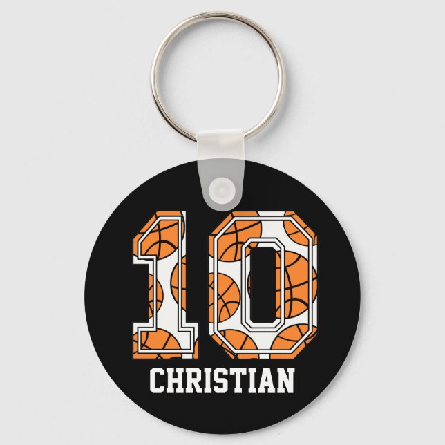 Personalized Basketball Number 10 Keychain (Front)