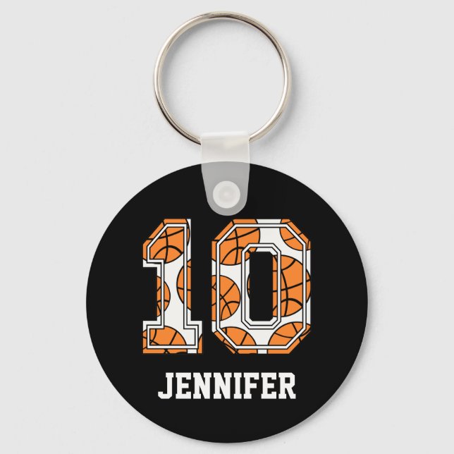 Personalized Basketball Number 10 Keychain (Front)