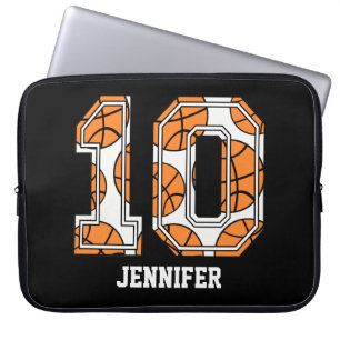 Personalized Basketball Number 10 Laptop Sleeve