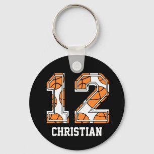 Personalized Basketball Number 12 Keychain