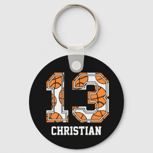 Personalized Basketball Number 13 Keychain