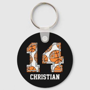 Personalized Basketball Number 14 Keychain