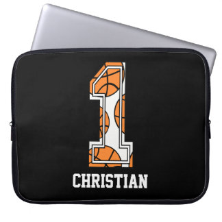 Personalized Basketball Number 1 Laptop Sleeve