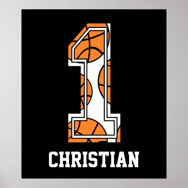 Personalized Basketball Number 1 Poster (Front)