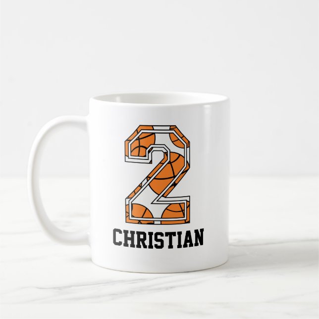 Personalized Basketball Number 2 Coffee Mug (Left)