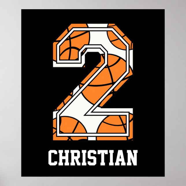 Personalized Basketball Number 2 Poster (Front)