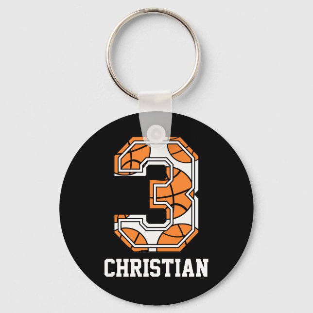 Personalized Basketball Number 3 Keychain (Front)