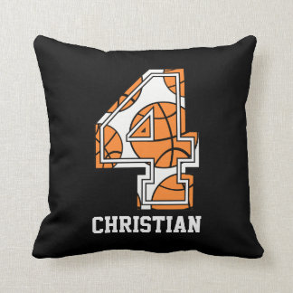 Personalized Basketball Number 4 Throw Pillow