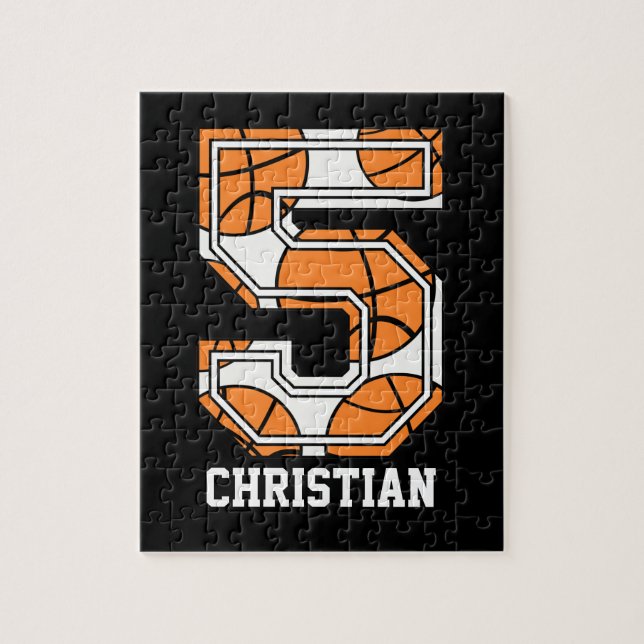 Personalized Basketball Number 5 Jigsaw Puzzle (Vertical)