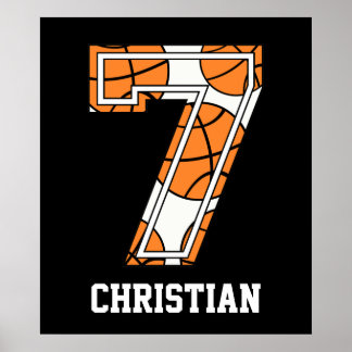 Personalized Basketball Number 7 Poster