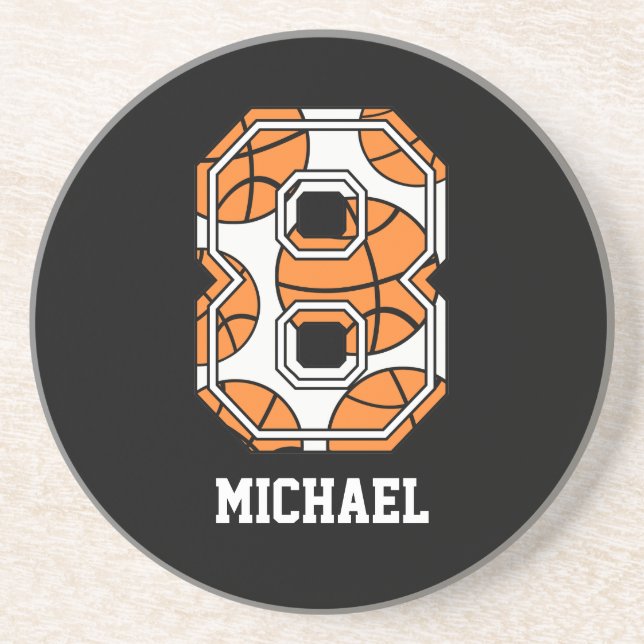 Personalized Basketball Number 8 Coaster (Front)