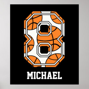 Personalized Basketball Number 8 Poster