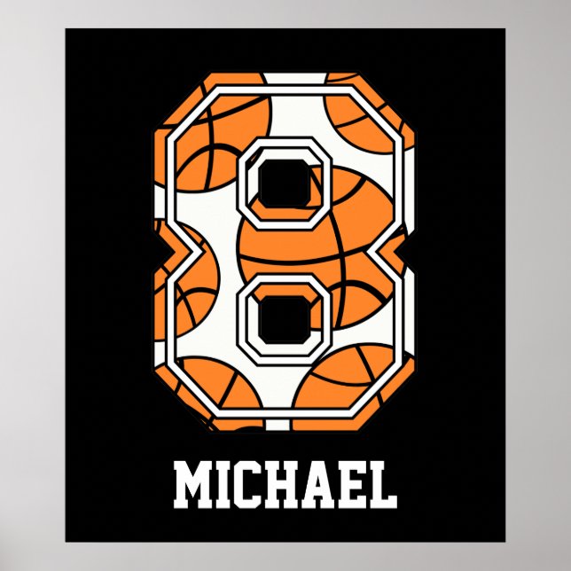 Personalized Basketball Number 8 Poster (Front)