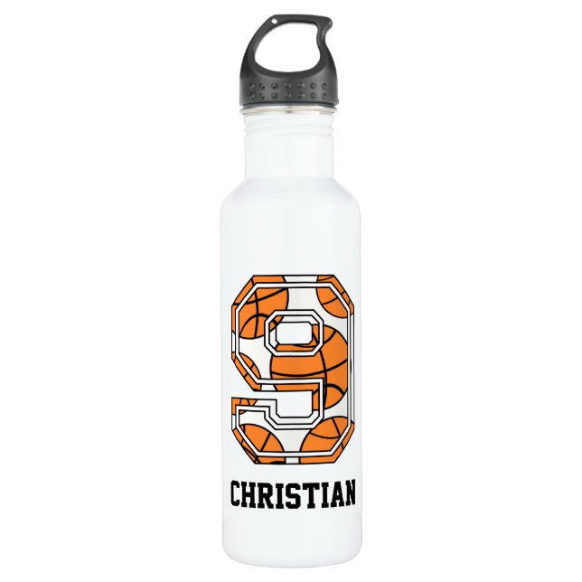 Personalized Basketball Number 9 710 Ml Water Bottle (Front)
