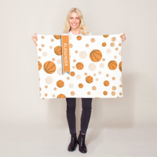 Personalized Basketball Pattern Fleece Blanket
