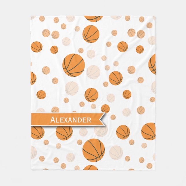 Personalized Basketball Pattern Fleece Blanket (Front)