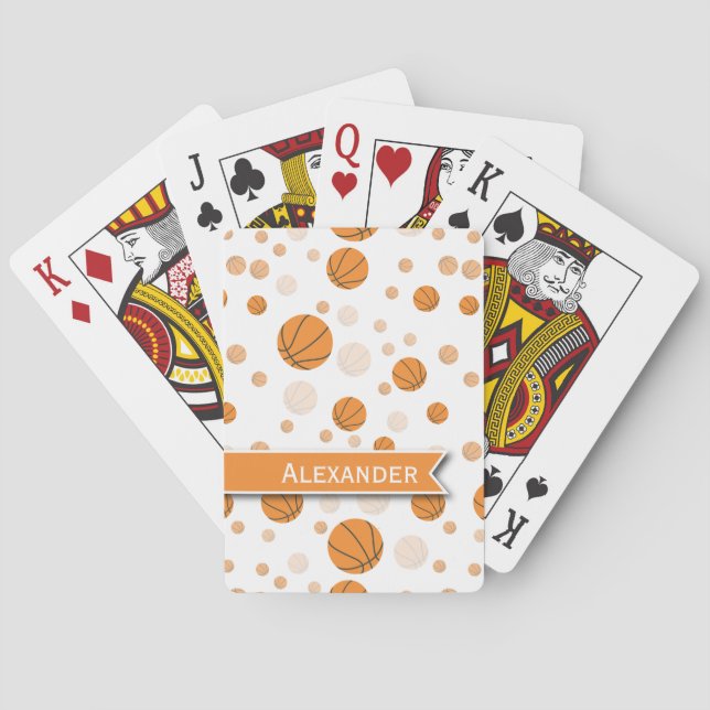Personalized Basketball Pattern on White Playing Cards (Back)