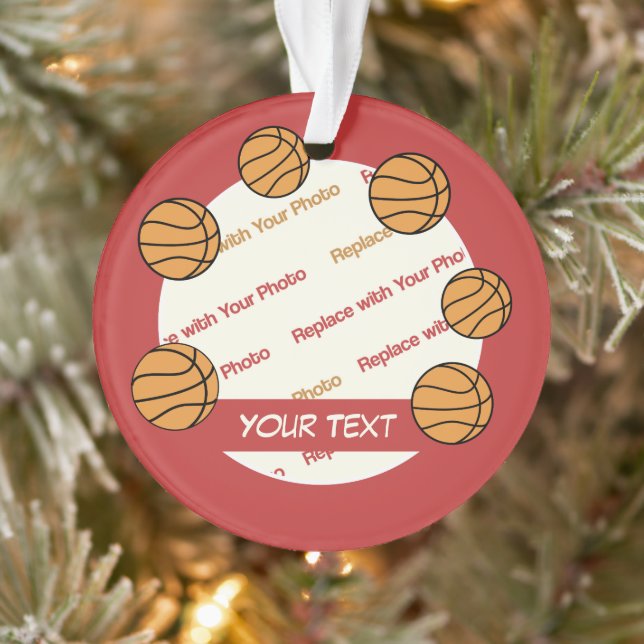 Personalized Basketball Photo and Text - 2 sided Ornament (Tree)