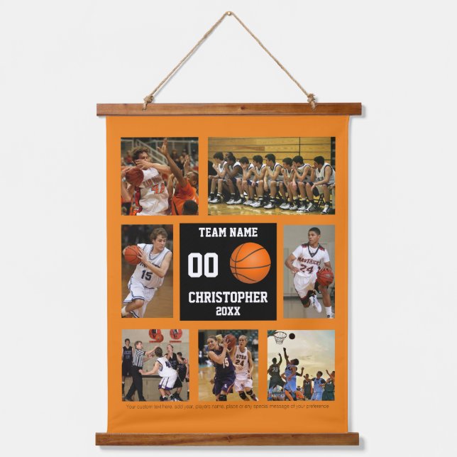 Personalized Basketball photo collage Hanging Tapestry (Front)
