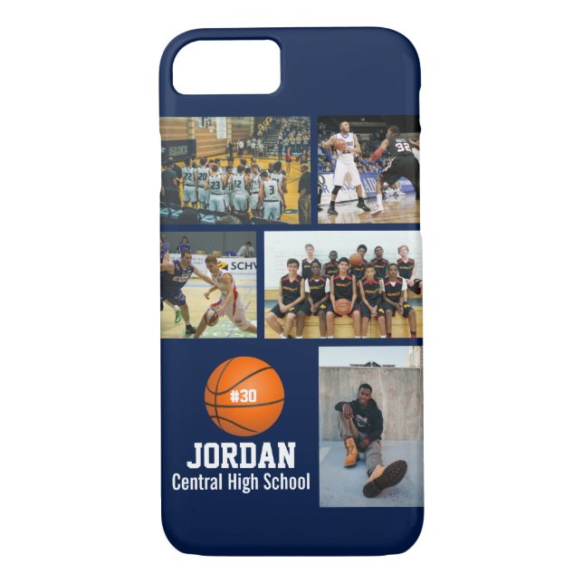 Personalized Basketball Photo Collage Name Team # Case-Mate iPhone Case (Back)