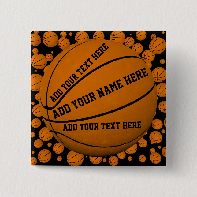 Personalized Basketball pinback buttons (Front)