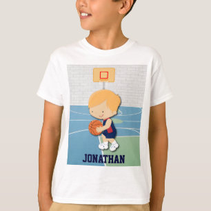 Personalized basketball player cartoon kids t-shir T-Shirt