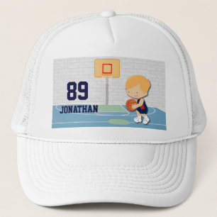 Personalized basketball player cartoon trucker hat