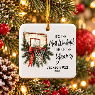 Personalized Basketball Player Christmas Name  Ceramic Ornament