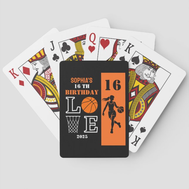 Personalized Basketball Player Girl, Birthday Gift Playing Cards (Back)