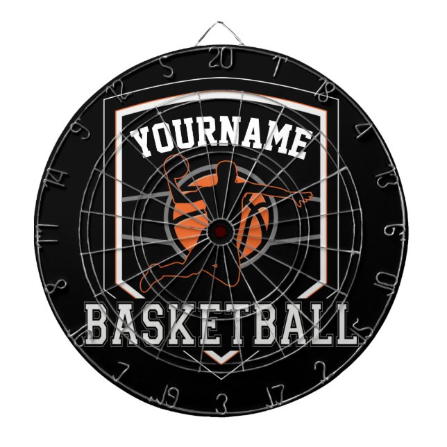 Personalized Basketball Player NAME Slam Dunk Team Dartboard (Front)