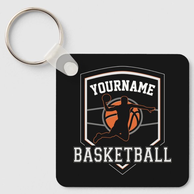 Personalized Basketball Player NAME Slam Dunk Team Keychain (Front)