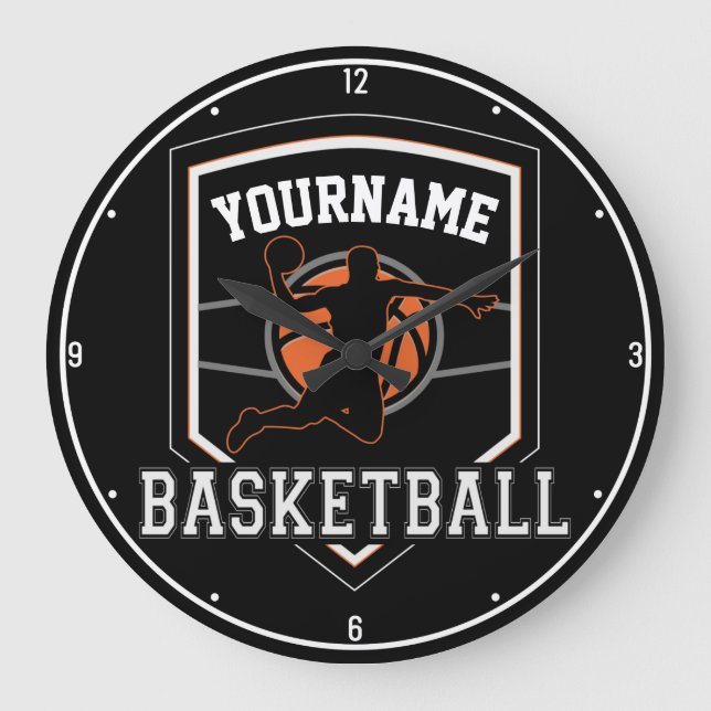 Personalized Basketball Player NAME Slam Dunk Team Large Clock (Front)