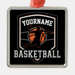 Personalized Basketball Player NAME Slam Dunk Team Metal Ornament
